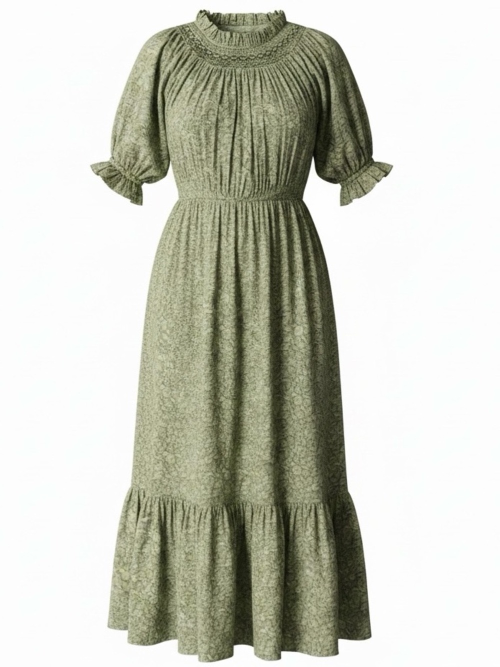 Doen Isidore Cotton Blend Floral Puff Sleeve Smocked On/Off Shoulder Midi Dress